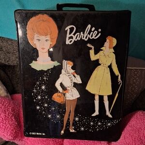 Graphics On Both Sides Rare XL Barbie Black Retro Travel Vinal Trunk